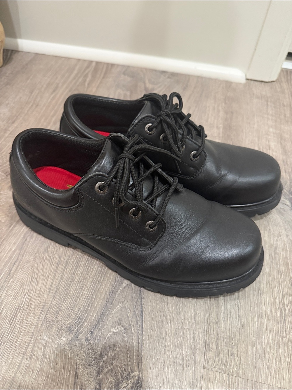 Men's Black Leather Lace-Up Work Shoes. Sketches (doc Martin)